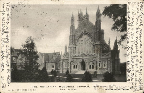 The Unitarian Memorial Church from the West Fairhaven Massachusetts
