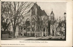 Memorial and Public Library Building Lowell, MA Postcard Postcard Postcard