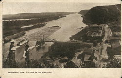 Rafting on the Mississippi McGregor, IA Postcard Postcard Postcard