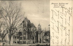 Memorial Building and Public Library Lowell, MA Postcard Postcard Postcard