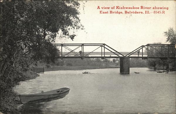 Kishwaukee River and East Bridge Belvidere Illinois