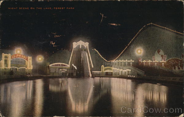 Night Scene on the Lake, Forest Park St. Louis Missouri