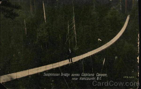 Suspension Bridge Along Capilano Canyon Vancouver BC Canada