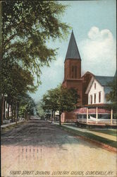 Grand Street showing Lutheran Church Postcard