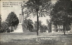 Soldier's Monument and Sheriff's Residence Postcard