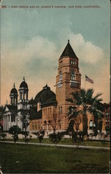 Post office and St. Joseph's Church San Jose, CA Postcard Postcard Postcard