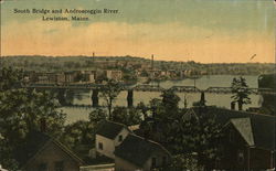 South Bridge and Androscoggin River Lewiston, ME Postcard Postcard Postcard