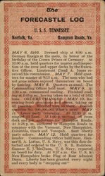 The Forecastle Log, USS Tennessee Virginia Battleships Postcard Postcard Postcard