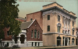 Library and Majestic Theatre Postcard