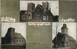 Christian, First Baptist and M. E. Churches Roodhouse, IL Postcard Postcard Postcard