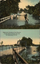 High Water Scenes on Flat Branch Taylorville, IL Postcard Postcard Postcard