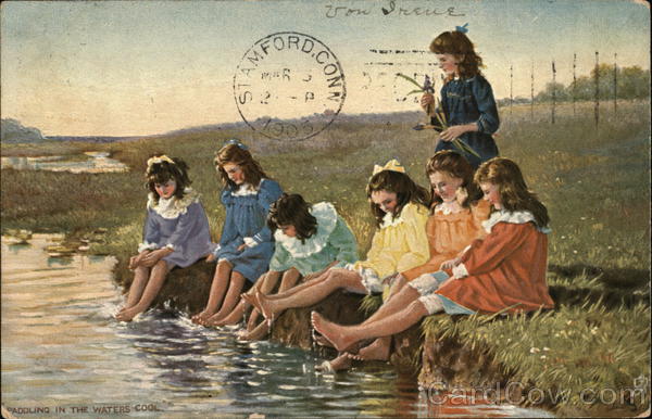 Girls Paddling in the Waters Cool