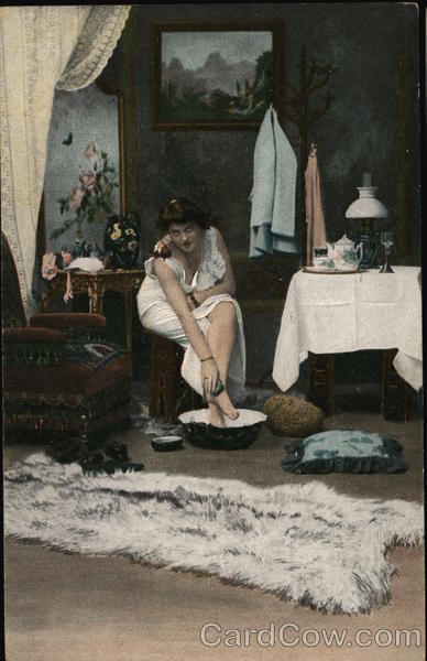 Beautiful Woman Washing Her Feet Women