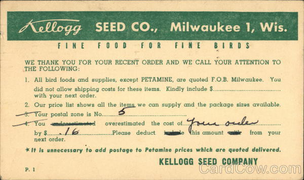 Kellogg Seed Co. Milwaukee Wisconsin Advertising
