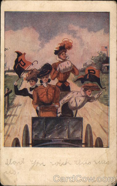 Four Women Hold Princeton Pennants College Girls