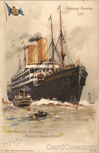 An Bord des Dampfers Kaiserin Auguste Victoria Hamburg America Line