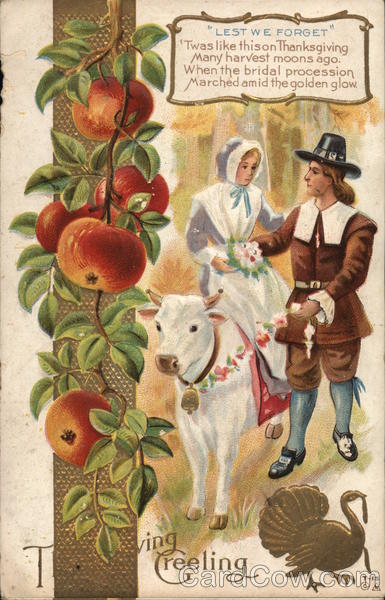 Thanksgiving Greeting-Pilgrim Wedding Pilgrims