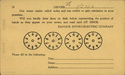 Bangor Hydro Electric Company Meter Reading Card Postcard