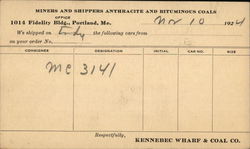 Kennebec Wharf & Coal Co. Postcard