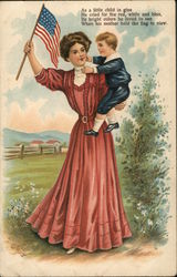 Patriotic Mother and Child Postcard Postcard Postcard