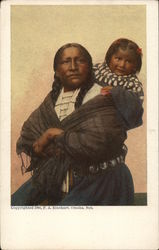 Native American Woman and Little Girl Native Americana Postcard Postcard Postcard