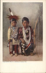 Two Little Braves Sac and Fox Native Americana Postcard Postcard Postcard