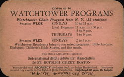 Watchtower Programs, International Bible Students' Association Postcard