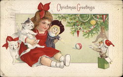 A Girl with Two Cats and A Doll A Girl with Two Cats and A Doll