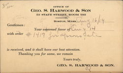 George S. Harwood & Son Postcard