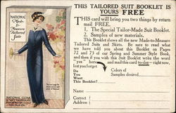 National Made-to-Measure Tailored Suits-Woman Modelling Blue Suit Postcard