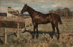 Painting of Horse Near Racetrack Painting of Horse Near Racetrack
