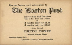 The Boston Post Subscription Postcard