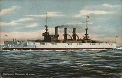 Battleship at sea - Battleship Vermont, 18 Knots Ships Postcard Postcard Postcard