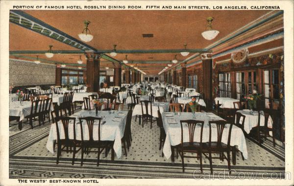 Portion of Famous Hotel Roselyn Dining Room, Fifth and Main Streets Los Angeles California