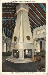 Fireplace, Edgewater Beach Hotel Postcard