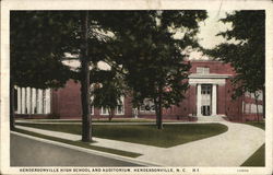 High School Building and Auditorium Hendersonville, NC Postcard Postcard Postcard