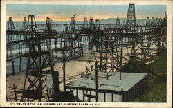 Oil Wells in the Sea, Summerland Santa Barbara, CA Postcard Postcard Postcard