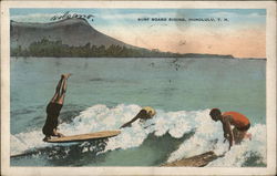 Surf Board Riding Honolulu, HI Postcard Postcard Postcard