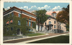 Library and Masonic Temple Postcard