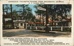 Palmetto Tourist Camp - Entrance Postcard