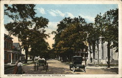 Main Street, Showing New Post Office Suffolk, VA Postcard Postcard Postcard