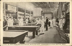 Y.M.C.A. Pool Room and Auditorium Receiving Ship, Commonwealth Pier Boston, MA Postcard Postcard Postcard