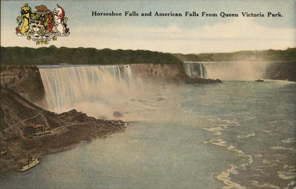 Horseshoe Falls and American Falls From Queen Victoria Park Niagara Falls ON Canada