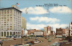 Lima's Public Square - the Heart of the Business District Ohio Postcard Postcard Postcard