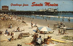 Santa Monica Pier and Beach California Postcard Postcard Postcard