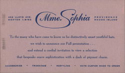 Mme. Sophia Providence, RI Advertising Postcard Postcard Postcard