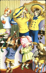 Cat Trying on Hats Postcard