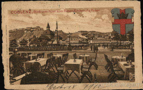 Blick vom Hotel zum Riesen-Furstenhof u Anker Coblenz Germany