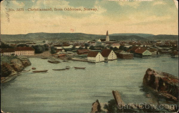View of Town From Odderoen Christiansand Norway
