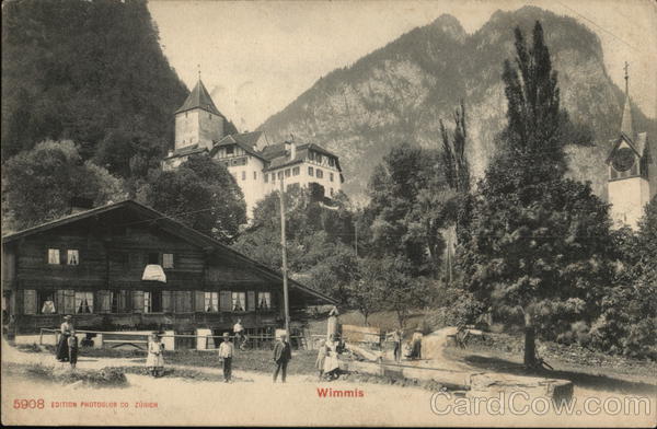 View of Town and Mountains Wimmis Switzerland